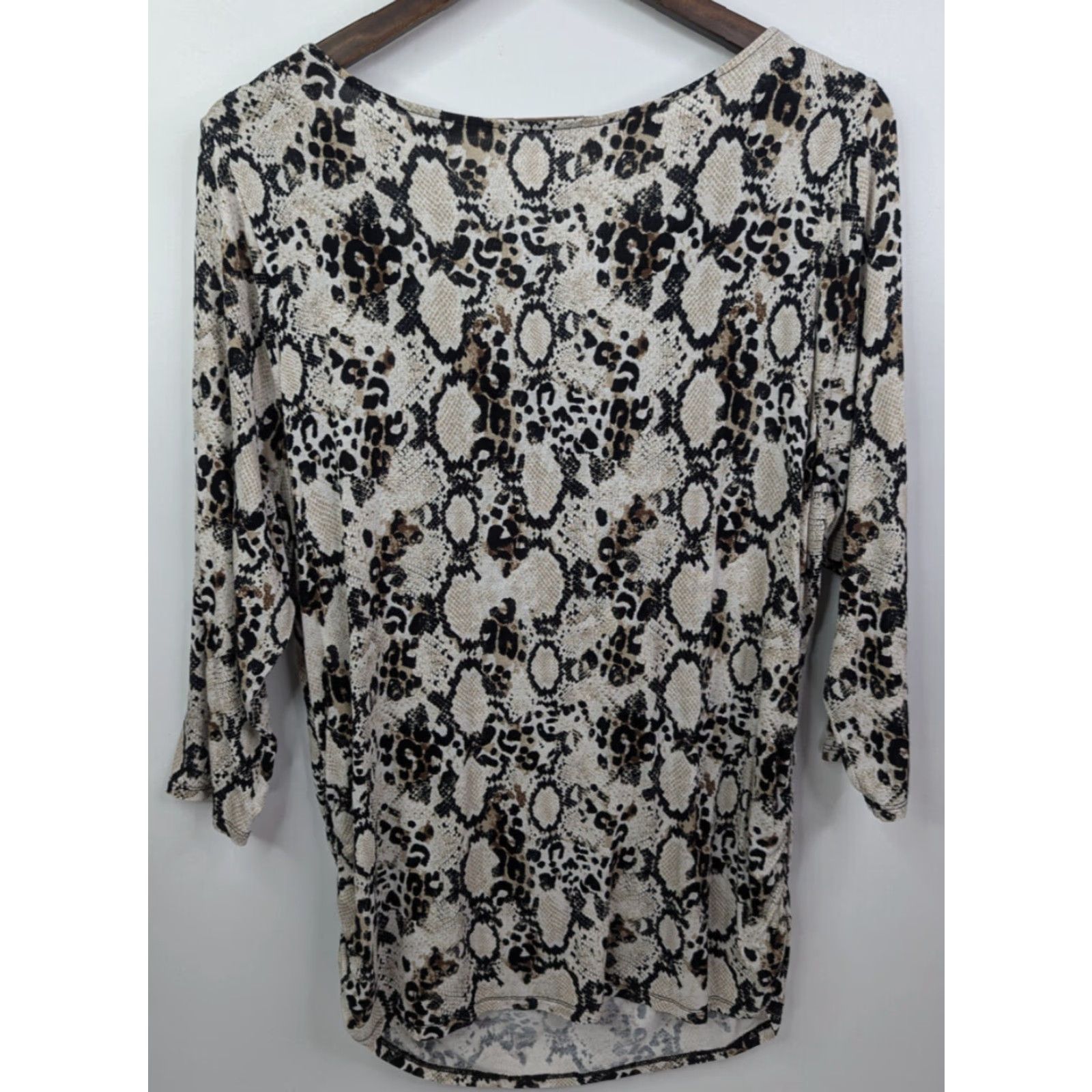 Vintage Lane Bryant Snake Print Cowl Neck Top 3/4 Sleeve Blouse Women's Size 18/20 Shirt Size XXL / US 16-18 / IT 52-54 - 3 Thumbnail