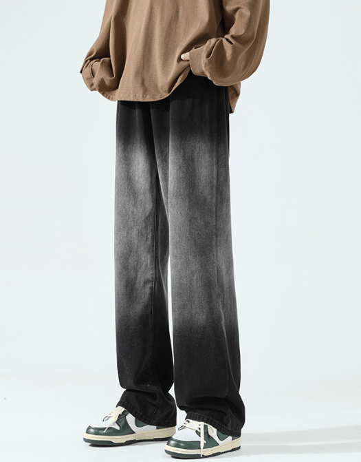Japanese Brand Fashion versatile loose straight gradient washed jeans Size US 32 / EU 48 - 2 Thumbnail