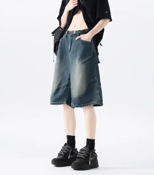 VIBE Street Hip Hop Vintage Loose Fit Denim Shorts Size US 32 / EU 48 - 2 Thumbnail