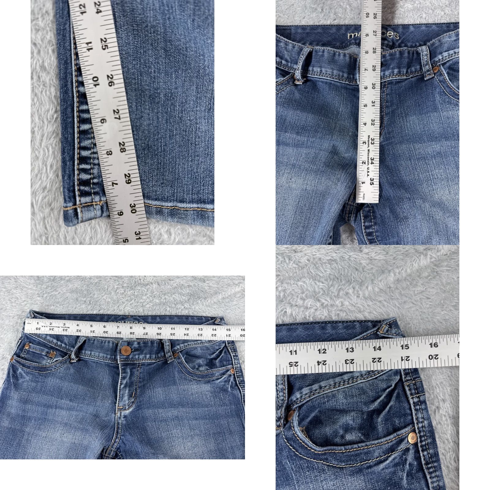 Vintage Maurices Jeans Womens 7 Blue Denim Low Rise Bootcut Cotton 28x30 Regular Inseam 30 in 5-Pocket Size 28" / US 6 / IT 42 - 8 Thumbnail