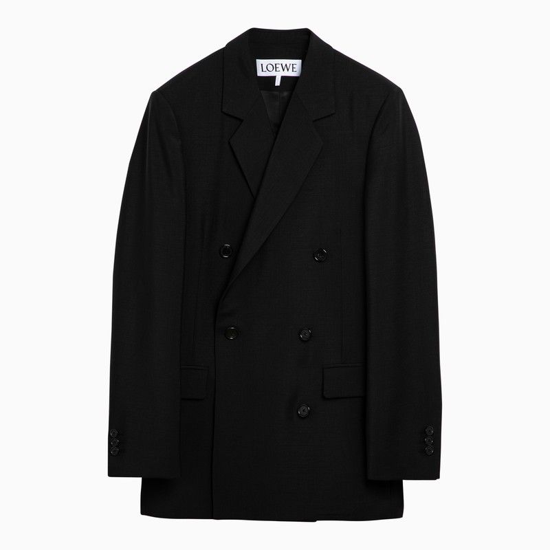 image of Loewe Black Double-Breasted Jacket In Wool And Mohair, Women's (Size Small)