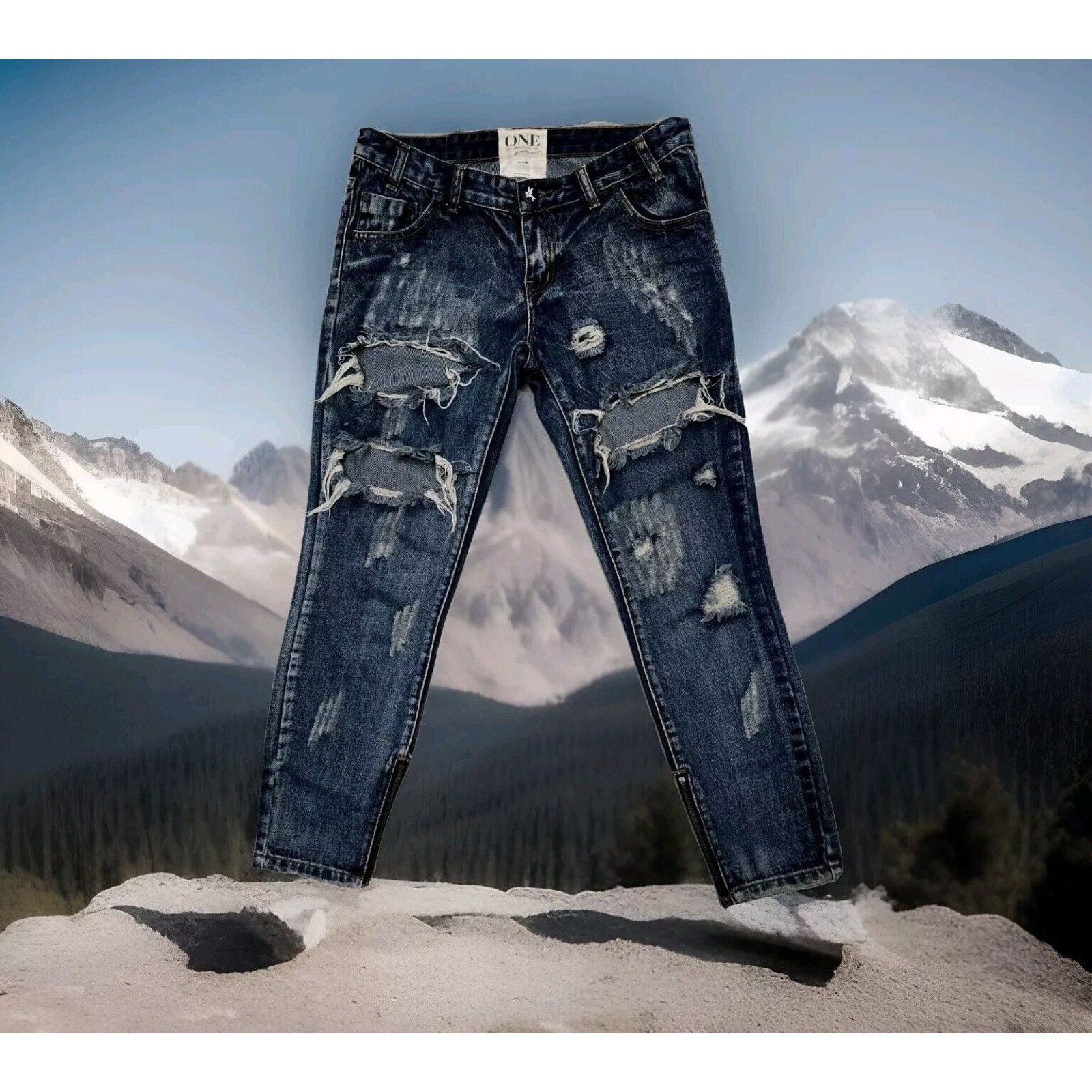 One Teaspoon One Teaspoon Trashed Free Birds Low Waist Distressed 27 W 30 Size 27" / US 4 / IT 40 - 7 Thumbnail