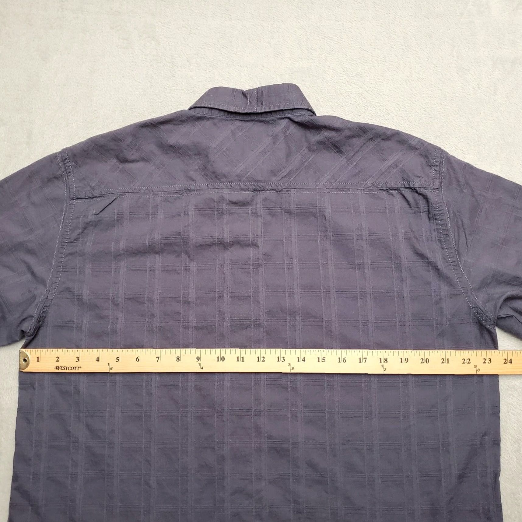 Vintage VINTAGE Method Shirt Mens Large Blue 100% Cotton Textured Check Short Sleeve Casual Size US L / EU 52-54 / 3 - 7 Thumbnail