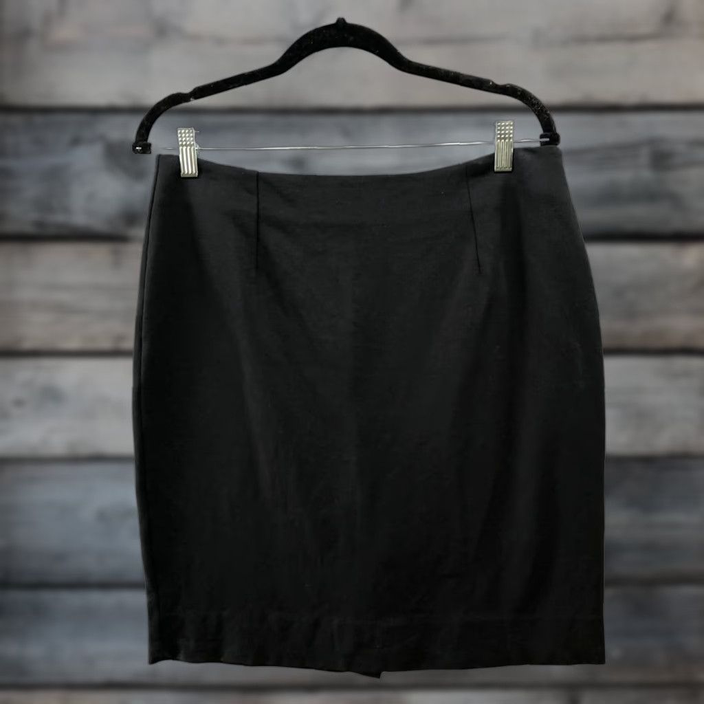 Lands' End VINTAGE Lands' End Womens Pencil Skirt Knitted Knee Length Black Stretch Back Slit Business Formal Workwear Size 32" / US 10 / IT 46 - 1 Thumbnail