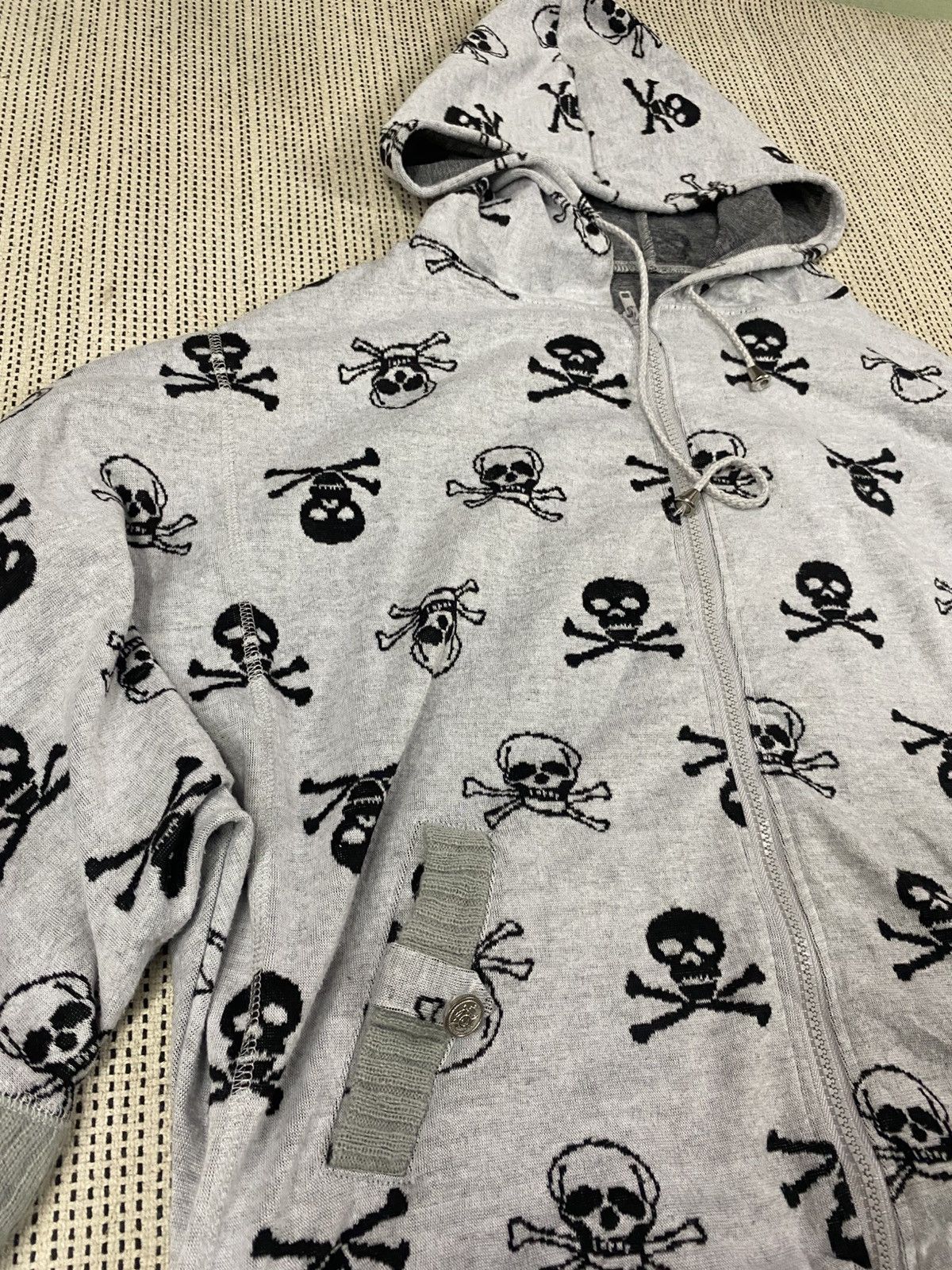 Japanese Brand Grey Skull Print Short Sleeve Hoodie very rare Size US M / EU 48-50 / 2 - 3 Thumbnail