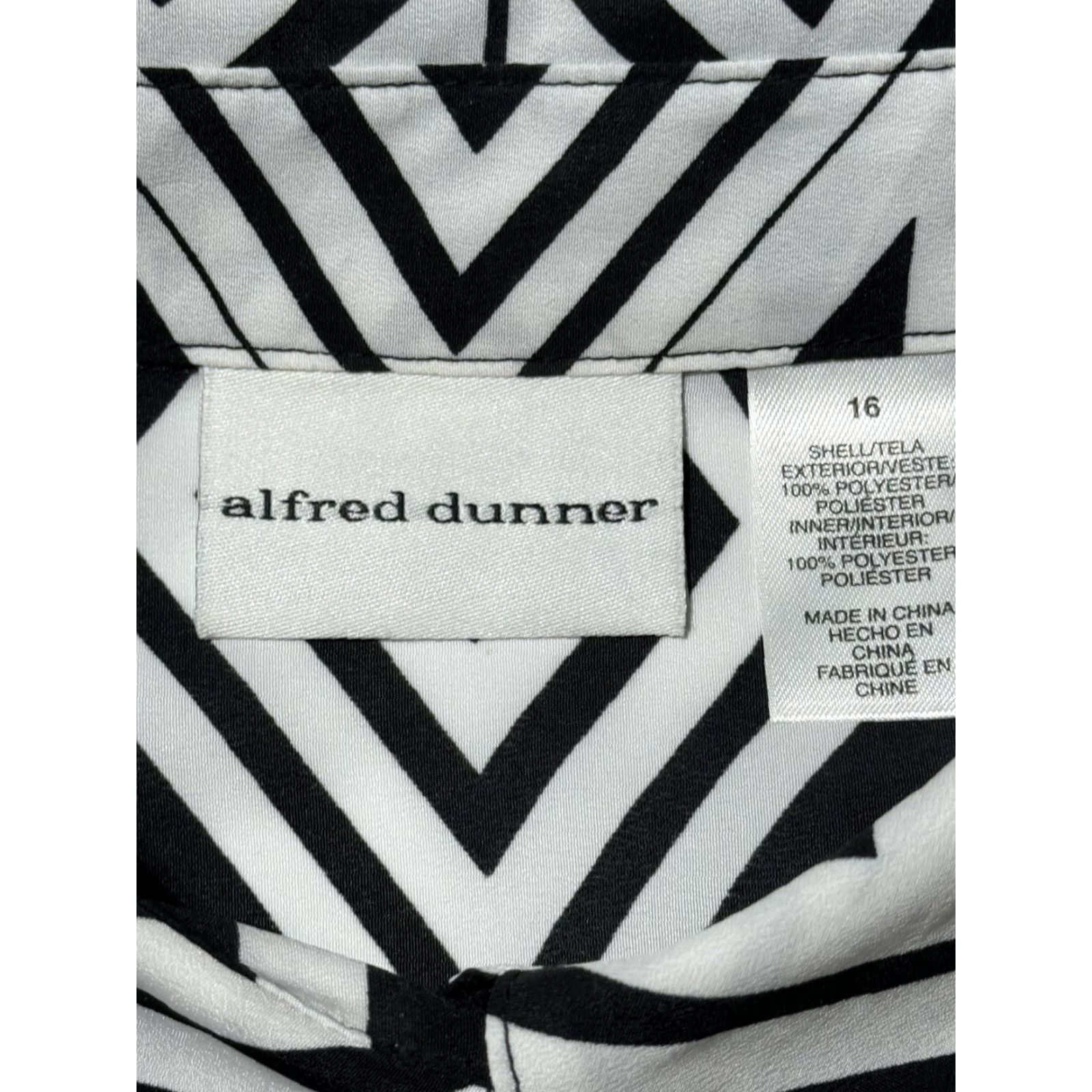 Vintage VINTAGE Alfred Dunner Shirt Womens 16 70s 80s Psychedelic Geometric Groovy Button Up Black & White Size XXL / US 16-18 / IT 52-54 - 6 Thumbnail