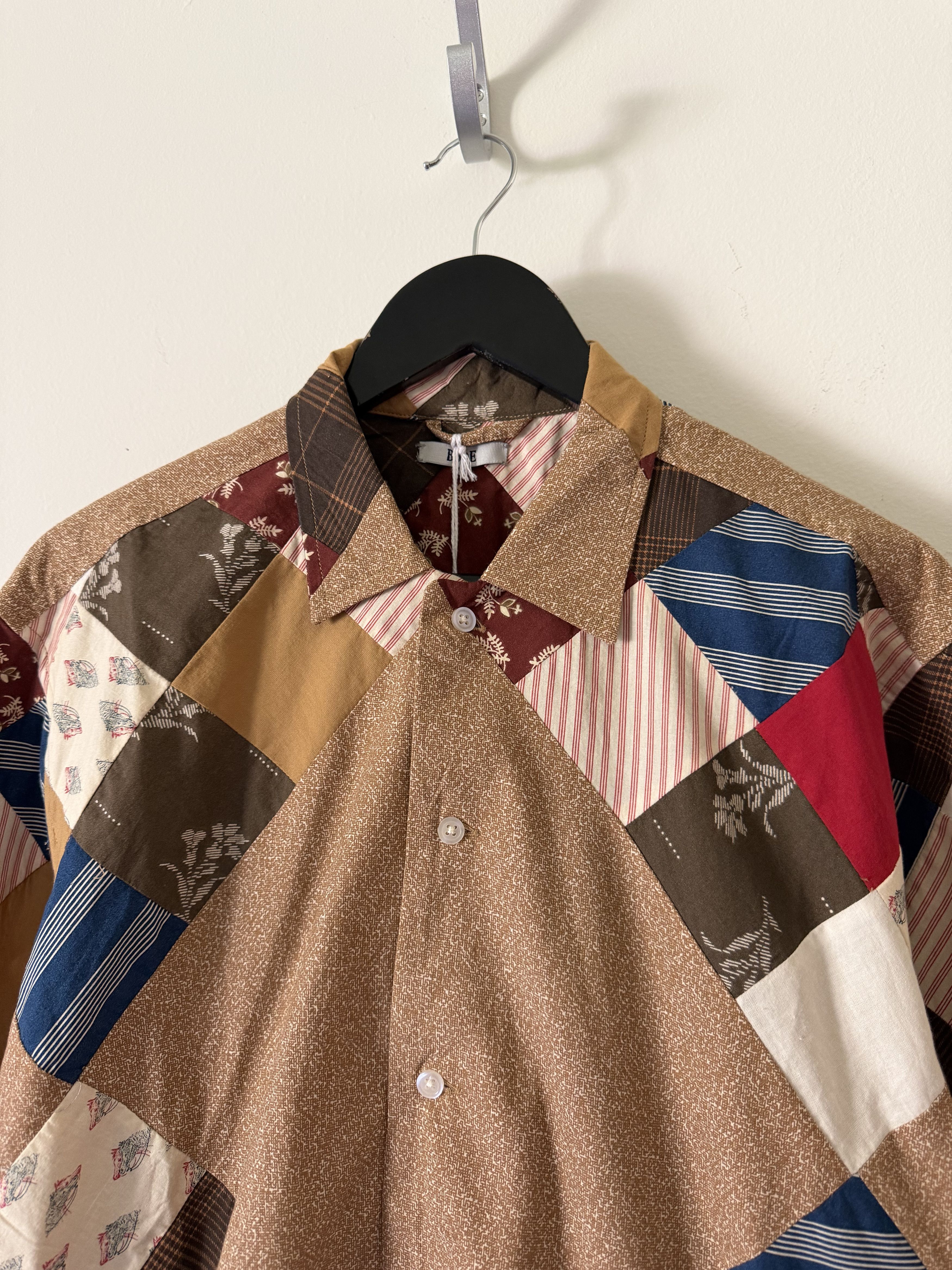 Bode Pony Calico Quilt Long Sleeve Button Up in Brown, Men's (Size Xxl) — image 2 of 6