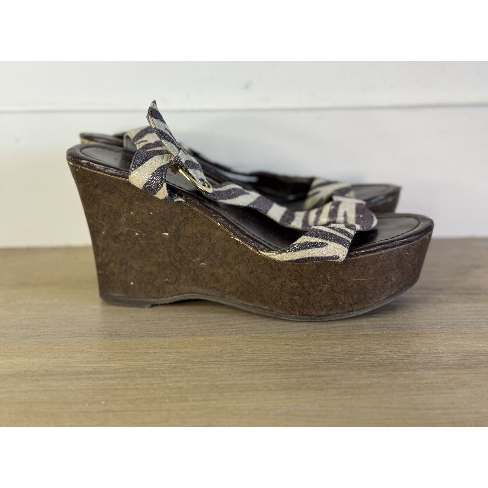 Other Attention Women’s Zebra-Print Cork Wedge Sandals, Size 7 Size US 7 / IT 37 - 1 Thumbnail