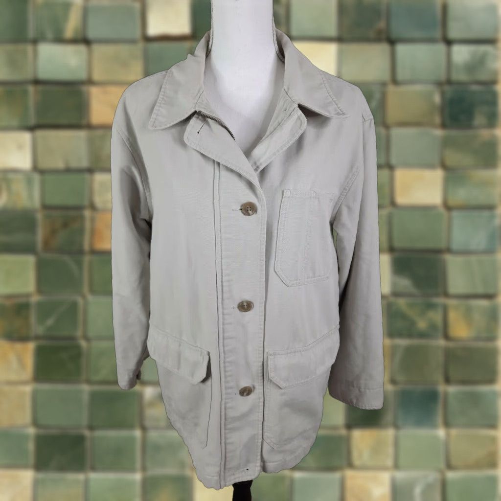 Eddie Bauer VINTAGE Eddie Bauer Khaki Canvas Barn Coat Jacket Bomber Women's Small Chore Coat Beige Canvas Barn Coat Eddie Bauer Women's Small Vintage Coat M Size S / US 4 / IT 40 - 1 Thumbnail