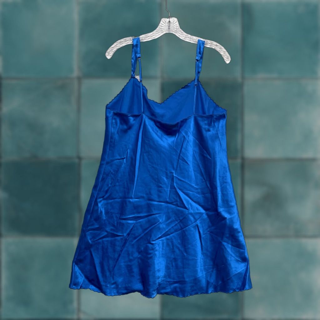 Vintage VINTAGE Morgan Taylor Slip Dress L Blue Satin Chemise Royal Cobalt Blue Size L / US 10 / IT 46 - 1 Thumbnail