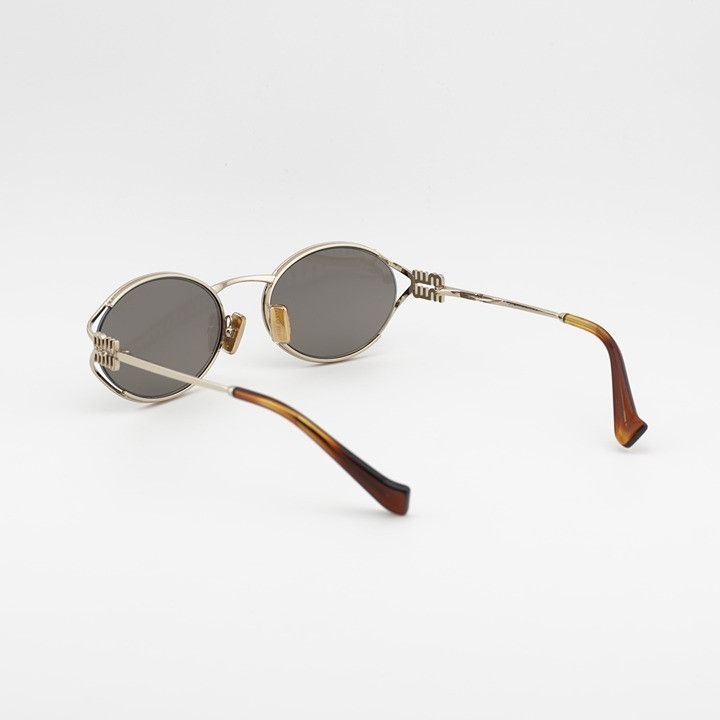 Miu Miu Miu Miu MU52YS ZVN80Q Sunglasses Gold Oval Frame, Dark Grey Size ONE SIZE - 9 Thumbnail
