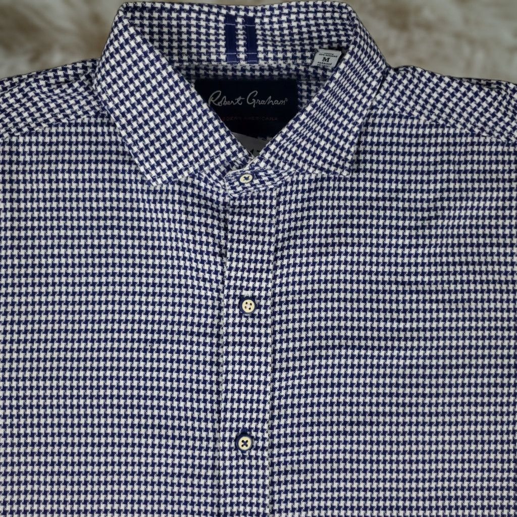 Robert Graham Robert Graham Shirt Mens Medium Blue Tailored Fit Button Up Short Sleeve Size US M / EU 48-50 / 2 - 1 Thumbnail