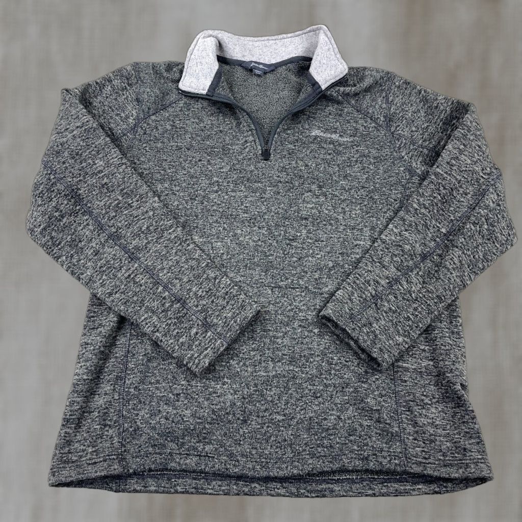 Eddie Bauer Eddie Bauer Sweater Men XL Gray Heather Pullover Quarter Zip Fleece Jacket A87 Size US XL / EU 56 / 4 - 1 Thumbnail