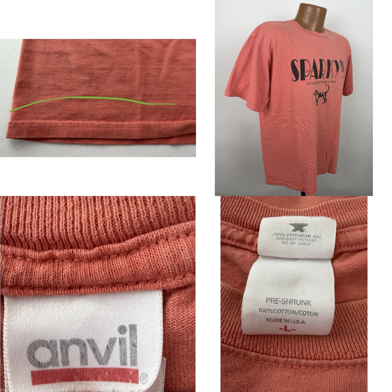 Anvil VINTAGE Anvil Bar Shirt Mens L Pink 1990s T-Shirt Funny Distressed Size US L / EU 52-54 / 3 - 9 Thumbnail