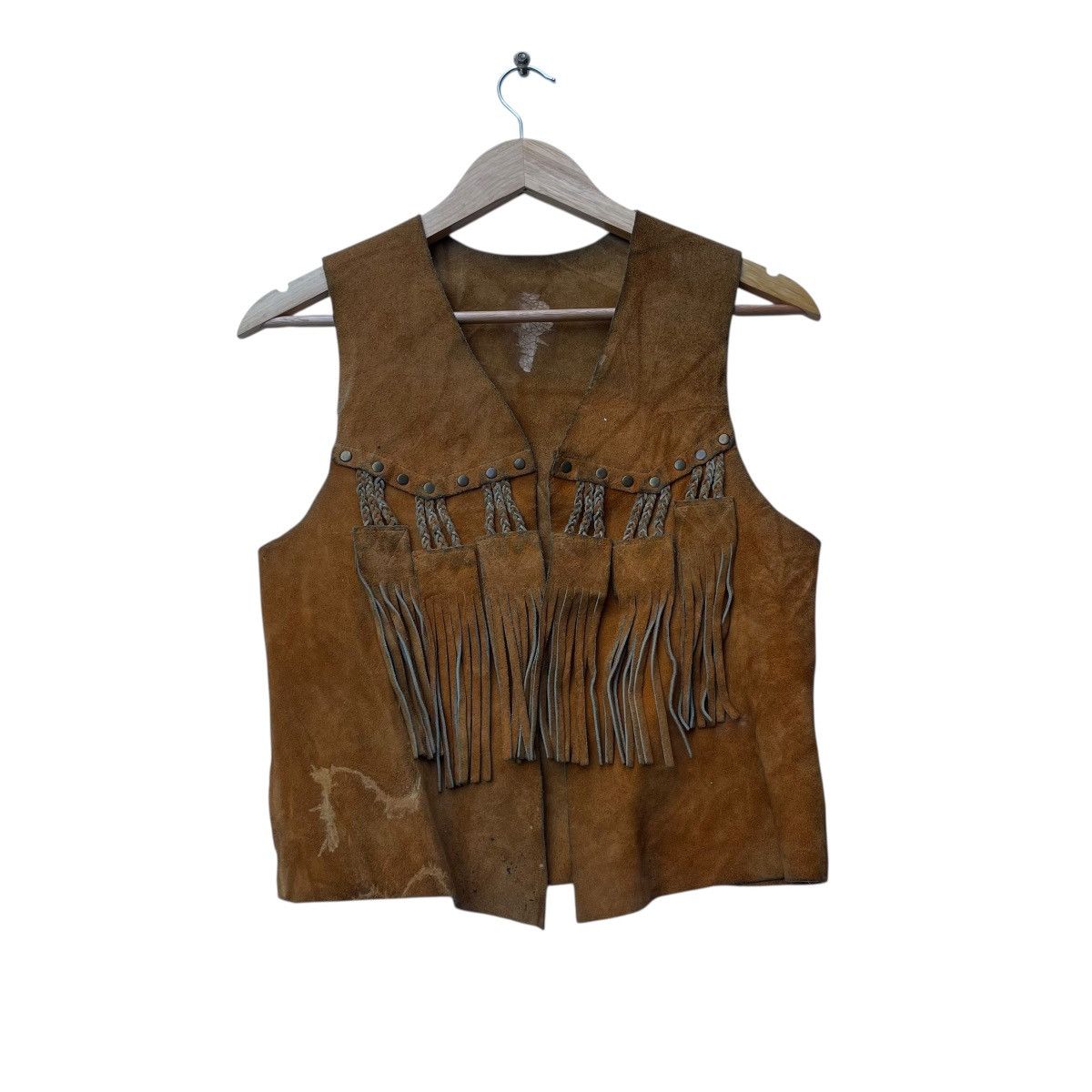 💥Vintage Genuine Leather Frindge Vest Jacket