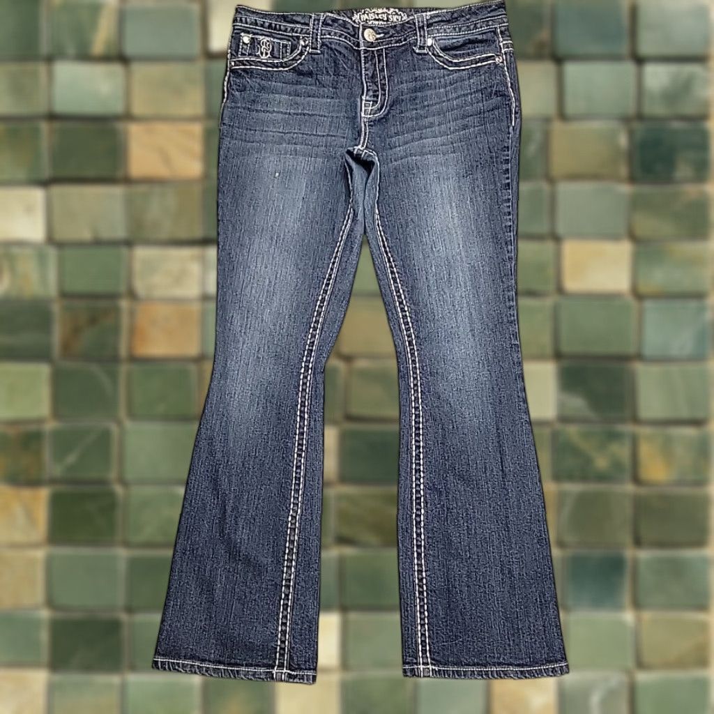 Denime Paisley Sky Jeans Womens 12 Blue Denim Boot Cut Western Cowboy Pants Size 34" / US 12 / IT 48 - 1 Thumbnail