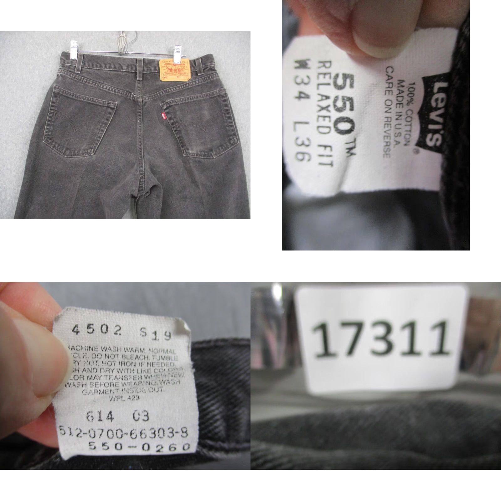 Levi's VINTAGE Levi's 550 Jeans Mens 34x36 Relaxed Fit Tapered Leg Made USA 90s Denim Gray Size US 34 / EU 50 - 8 Thumbnail