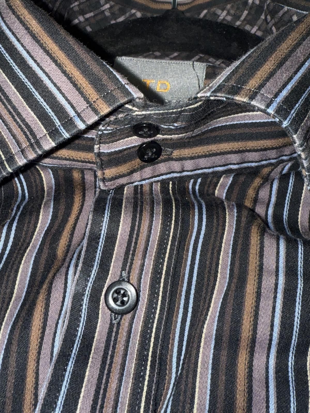 Thomas Dean Thomas Dean Men's Striped Contrast Cuff Multicolored Shirt L Size US L / EU 52-54 / 3 - 6 Thumbnail