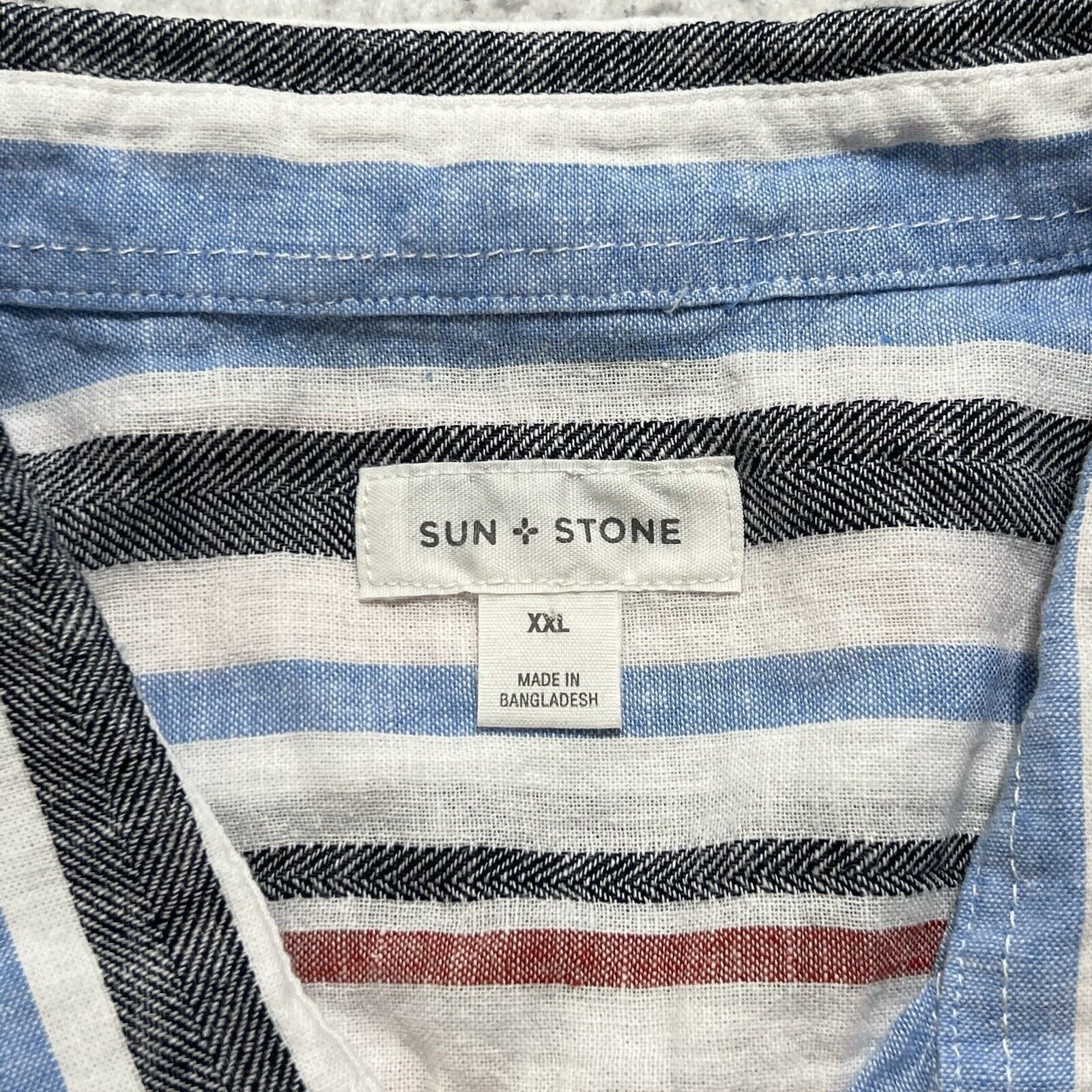 Other Sun StoneLinen Blend Button Up Shirt Short Sleeve Striped Size US XXL / EU 58 / 5 - 3 Thumbnail