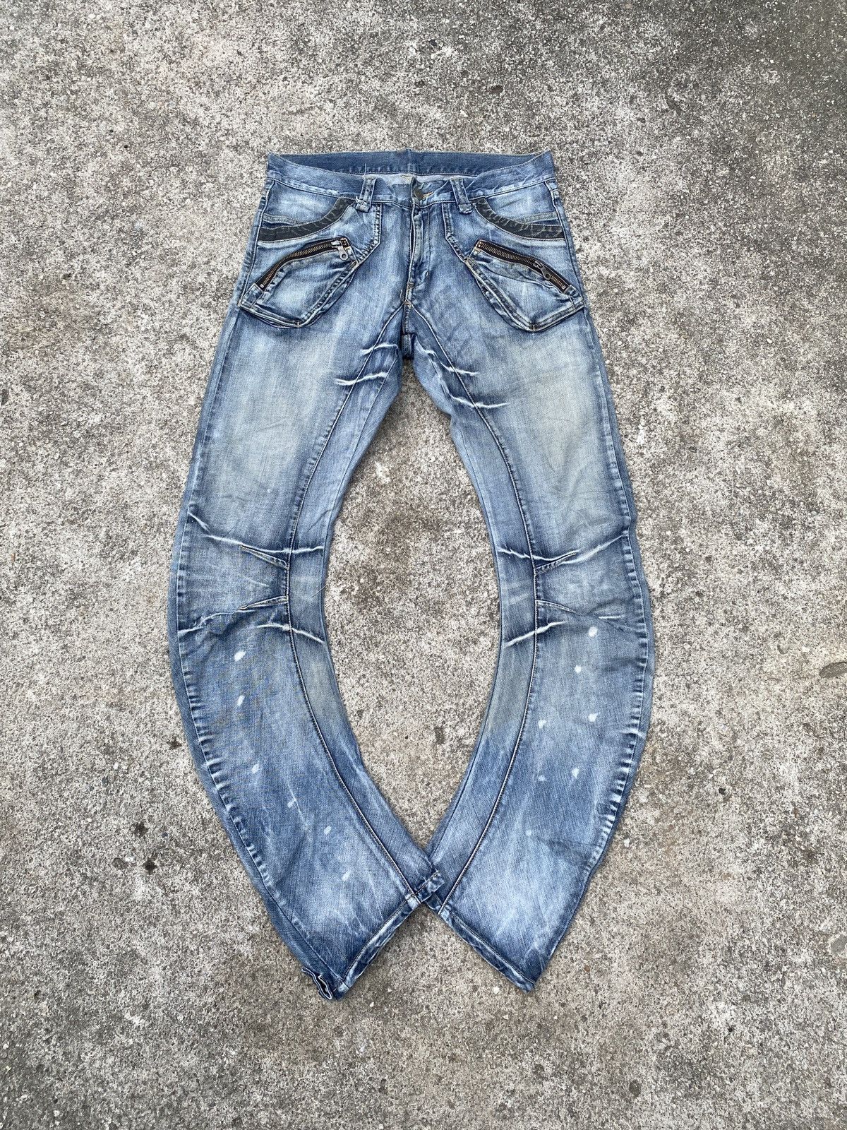 Japanese Brand × PPFM Vintage PPFM Japan Distressed Faded Curve Leg Denim Size US 33 - 1 Thumbnail