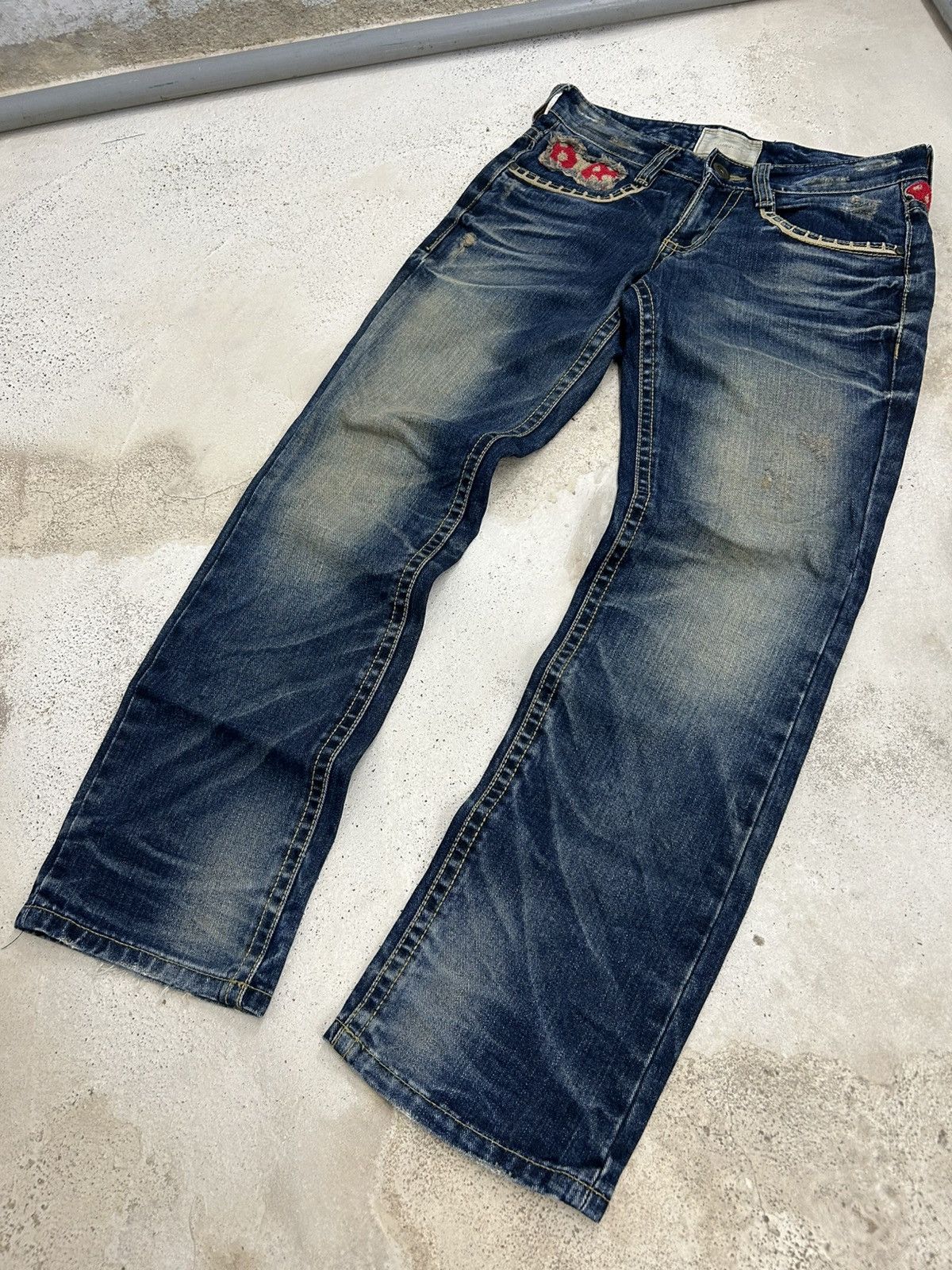 Japanese Brand Vintage Lolita X Yoshitomo Nara Patches Mud Washed Whisker Size US 29 - 3 Thumbnail