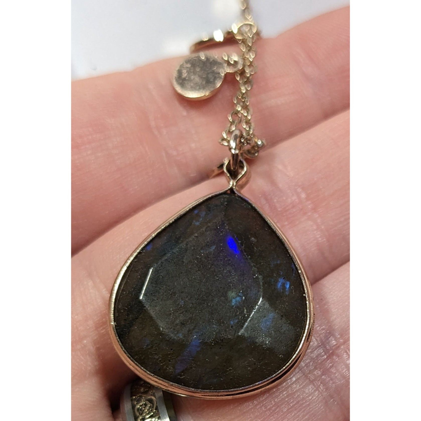 Other Boho Chic Gold Tone Charm Necklace With Teardrop Labradorite Size ONE SIZE - 5 Thumbnail