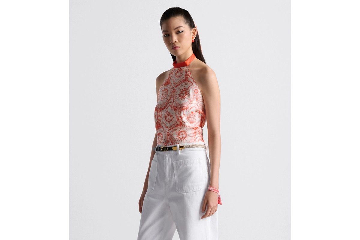 Dior o1bcso1str0226 Size:OS/Jouy Soleil Silk Top in White/Red Size ONE SIZE - 4 Thumbnail