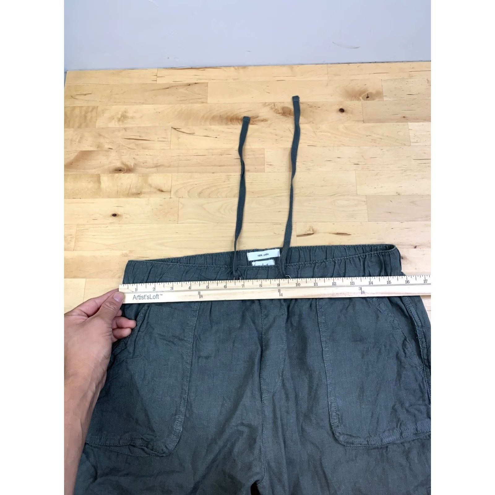Nicole Miller Nicole Miller Linen Cargo Pants Joggers Women L Green Casual Drawstring 13201 Size 36" / US 14 / IT 50 - 5 Thumbnail