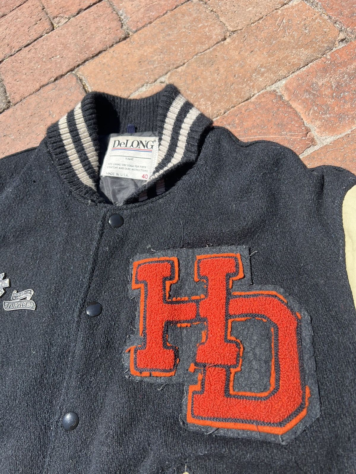 Harley Davidson × Vintage 1980s Harley Davidson Delong Varsity Jacket Size US M / EU 48-50 / 2 - 2 Thumbnail
