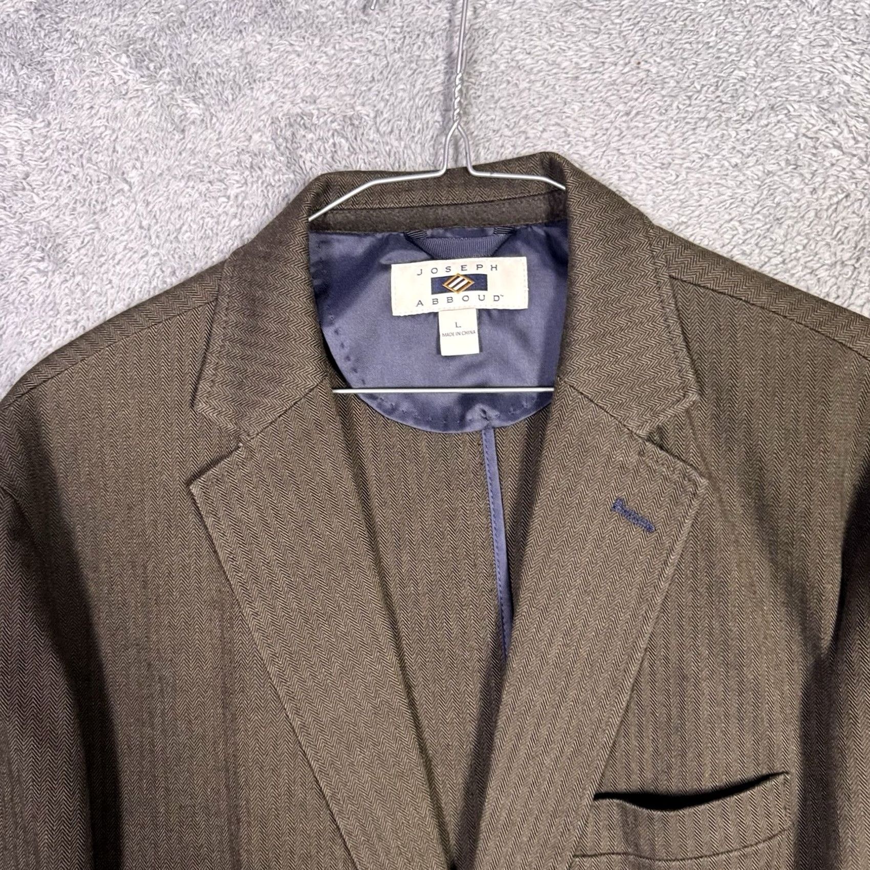 Joseph Abboud Joseph Abboud Sport Coat Men L Unstructured Blazer Elbow Patch Herringbone) Size 42R - 4 Thumbnail