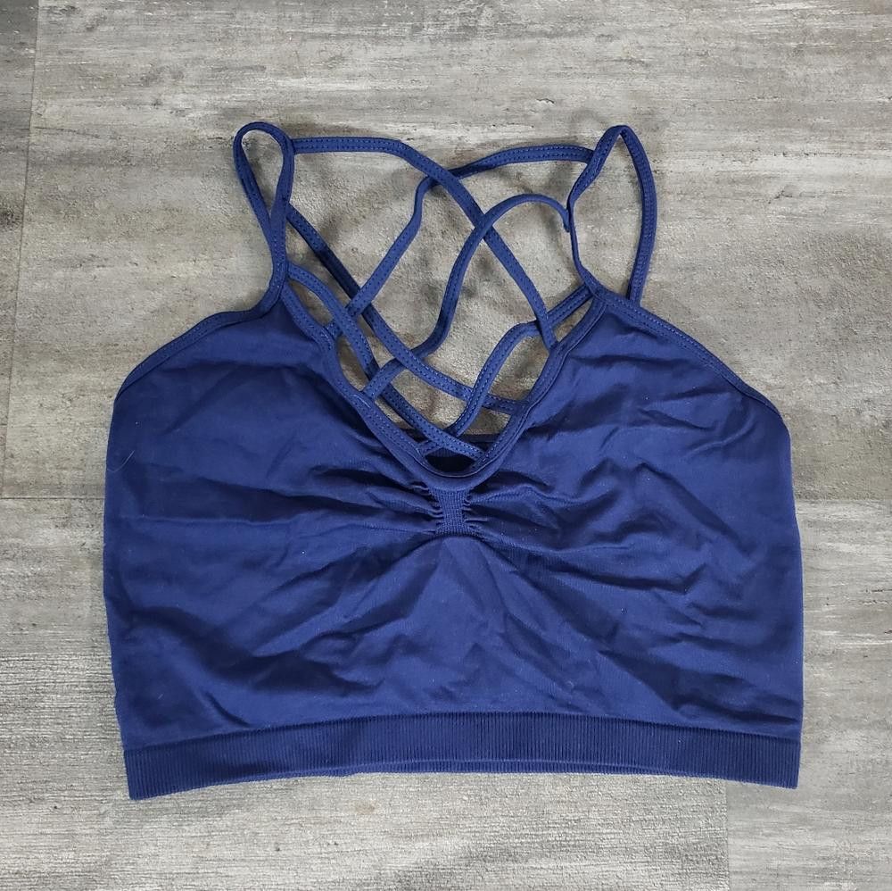 Designer Navy Suzette Collection Longline Sport Bra Size ONE SIZE - 1 Thumbnail