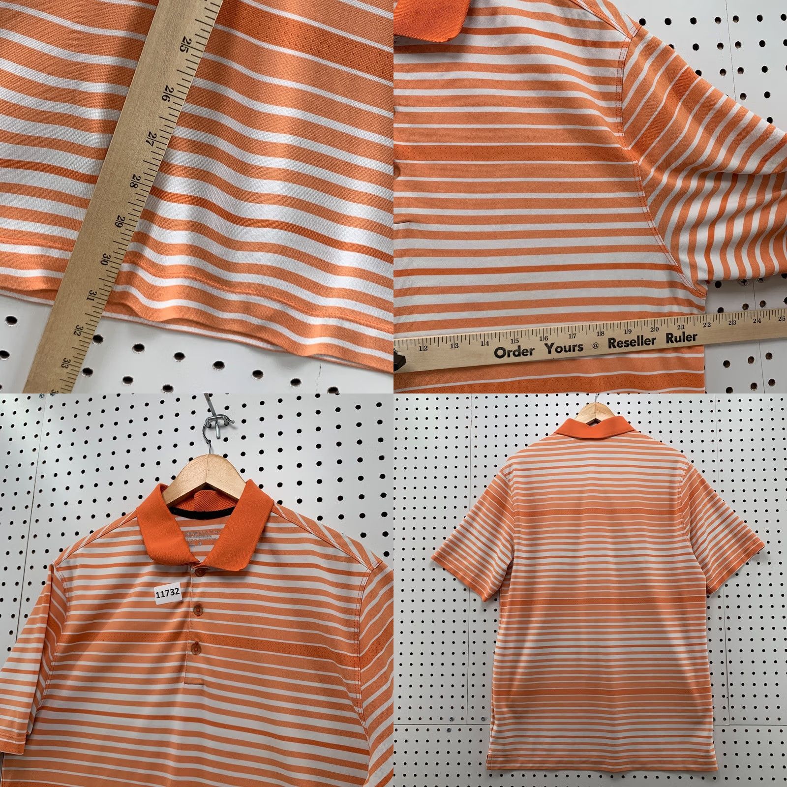 Nike Nike Golf Tour Performance Polo Shirt Mens Large Orange White Striped Short Sleeve Polo Size US L / EU 52-54 / 3 - 8 Thumbnail