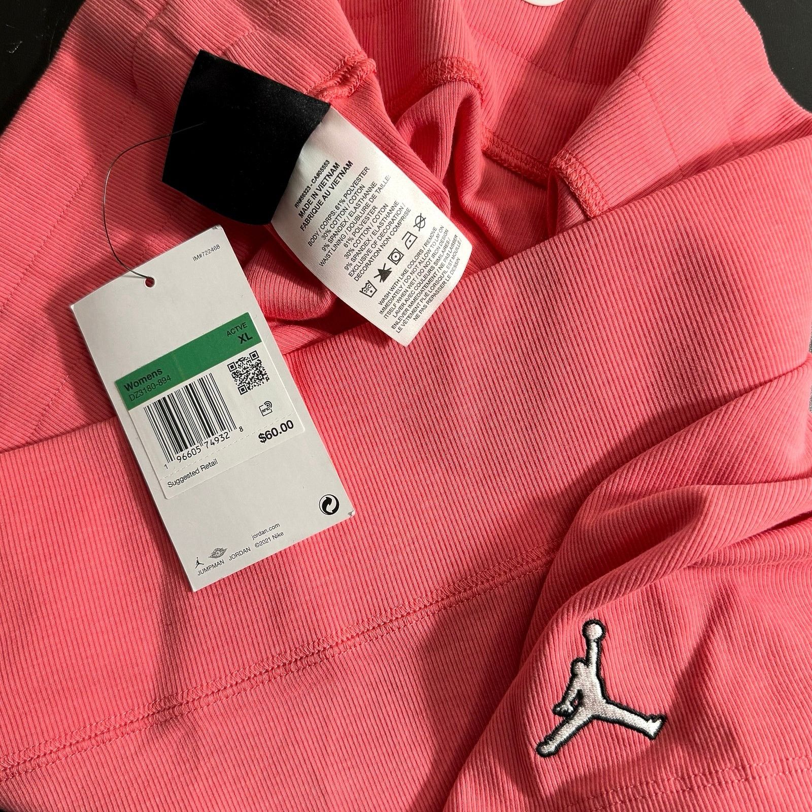 Jordan Brand •NWT• Air Jordan Womens Ribbed Pink (coral) Bike Shorts • XL Size 34" / US 12 / IT 48 - 10 Thumbnail