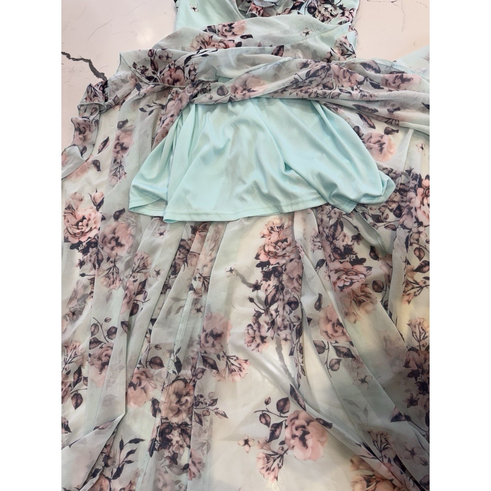 Shein SHEIN Belle XL Floral Print Ruffle Trim Bridesmaid Dress Size XL / US 12-14 / IT 48-50 - 8 Thumbnail