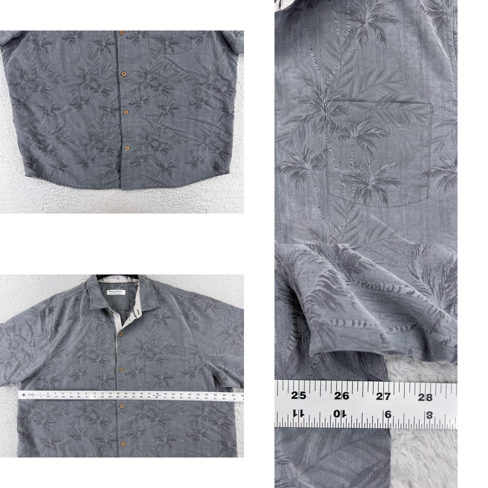 Tommy Bahama Tommy Bahama Shirt Men 2XL Gray Button-Up Hawaiian Palm The Coconut Point Tencel Blend Size US XXL / EU 58 / 5 - 8 Thumbnail