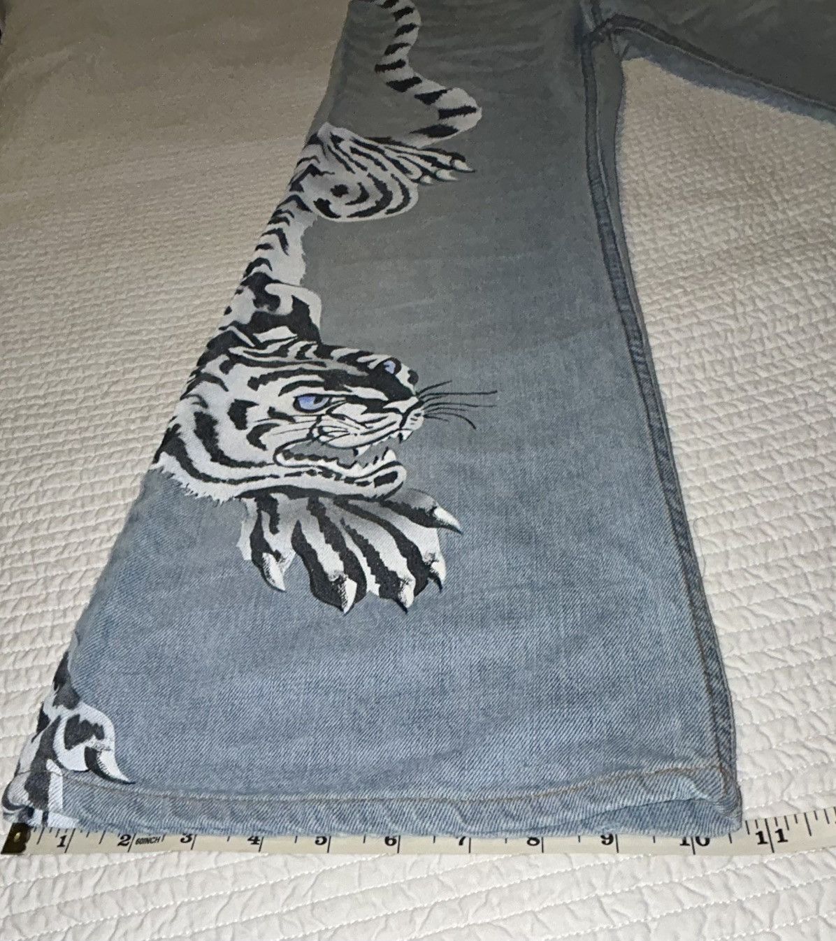Roberto Cavalli ONE OF A KIND 2004 Runway Archive Hand Painted White Tiger Size US 29 - 17 Thumbnail