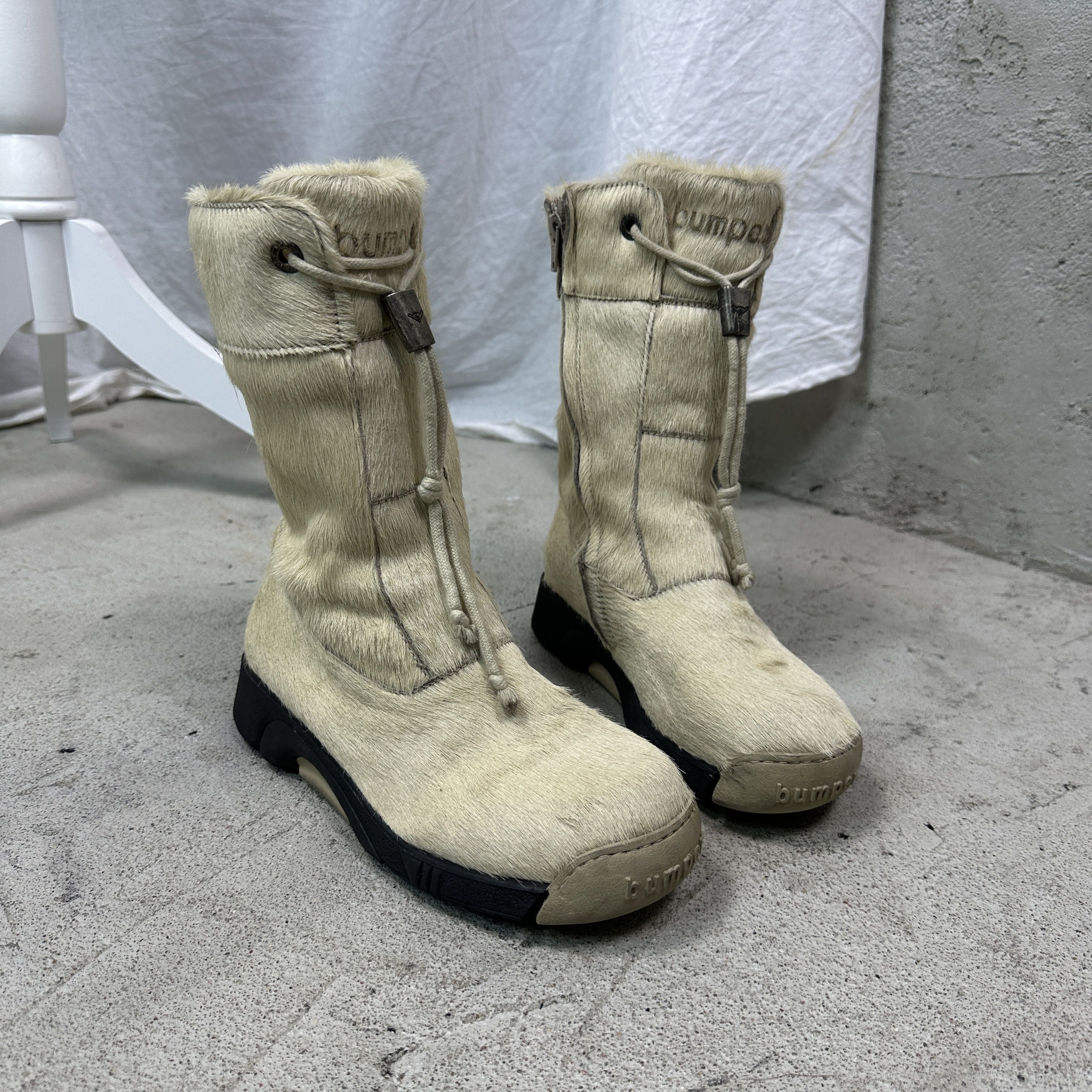 Vintage Vintage Leather Pony Hair Bumper Cream Snow Boots Y2K Size US 6 / IT 36 - 7 Thumbnail
