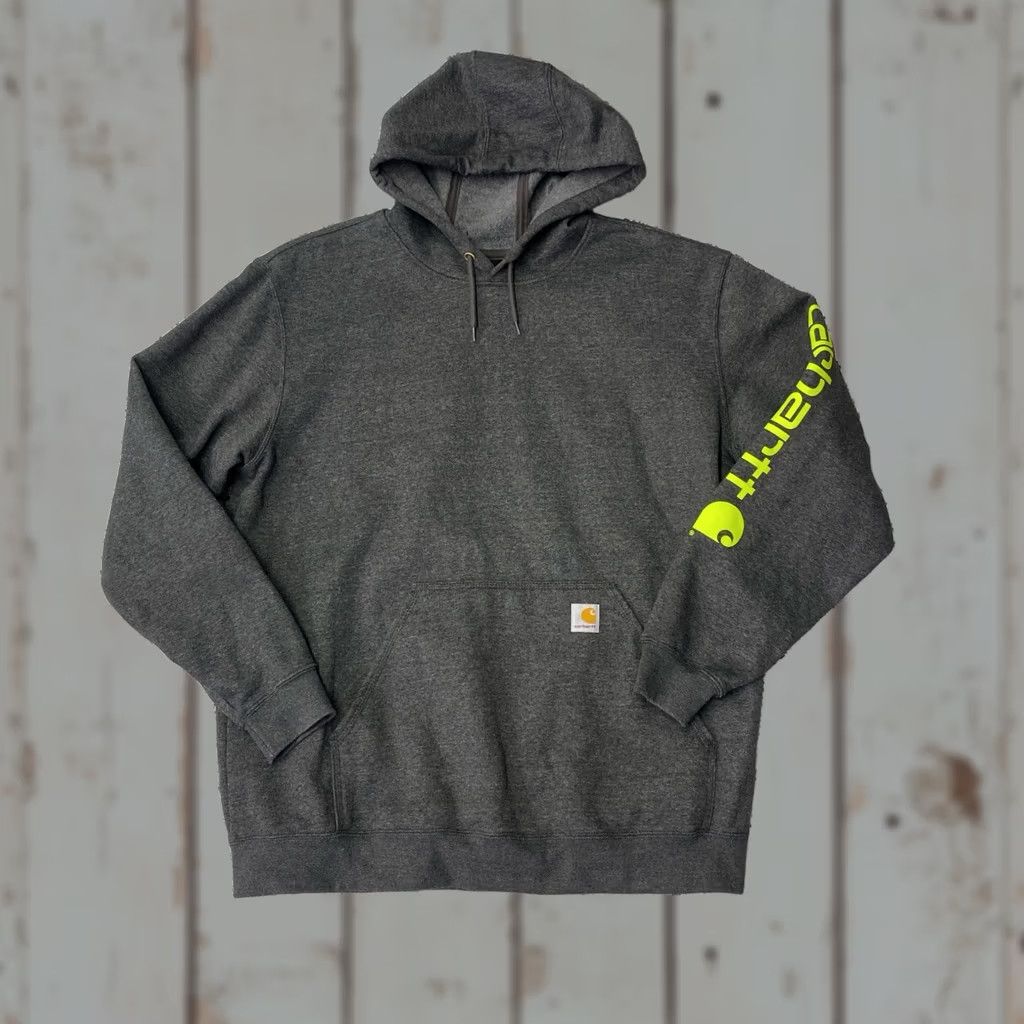 Carhartt Carhartt Hoodie Loose Fit Logo Sleeve Mens XL Gray Pullover Pockets Heavyweight Logo Outdoor Classic Size US XL / EU 56 / 4 - 1 Thumbnail