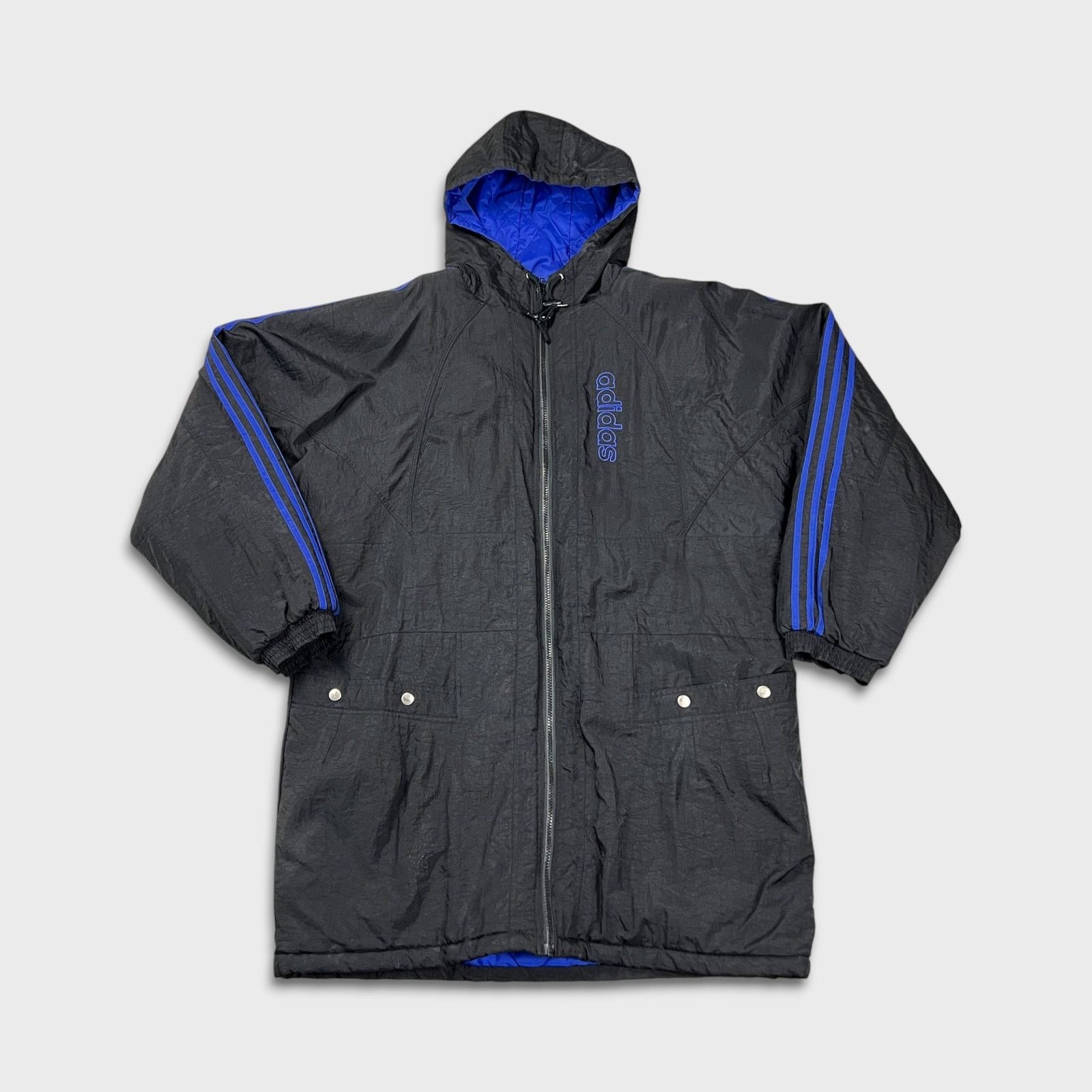 Adidas × Vintage Vintage Adidas Jacket Large Stripe Spell Out Oversized 90s Size US L / EU 52-54 / 3 - 1 Thumbnail