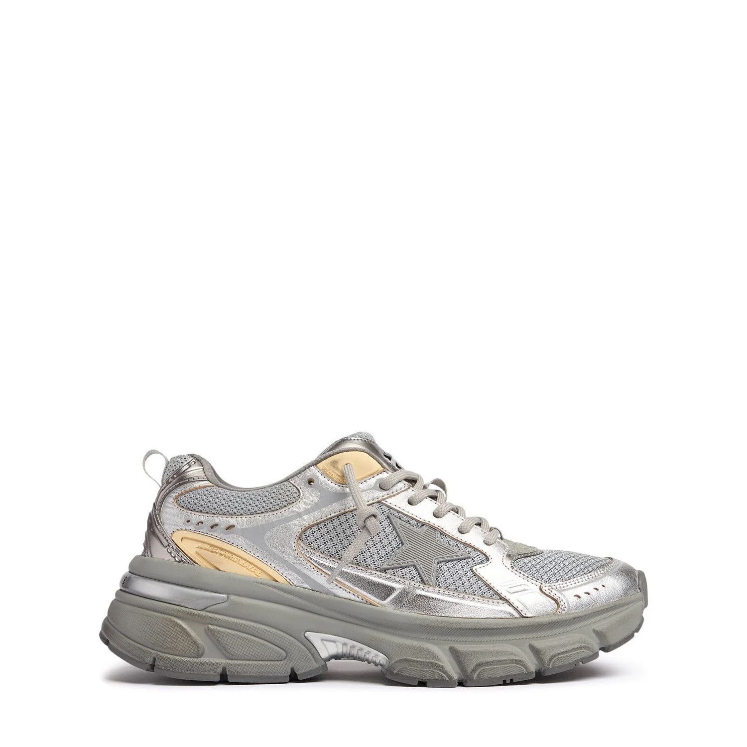 GOLDEN GOOSE Lightstar Women's Silver/Gold Sneakers New & Au