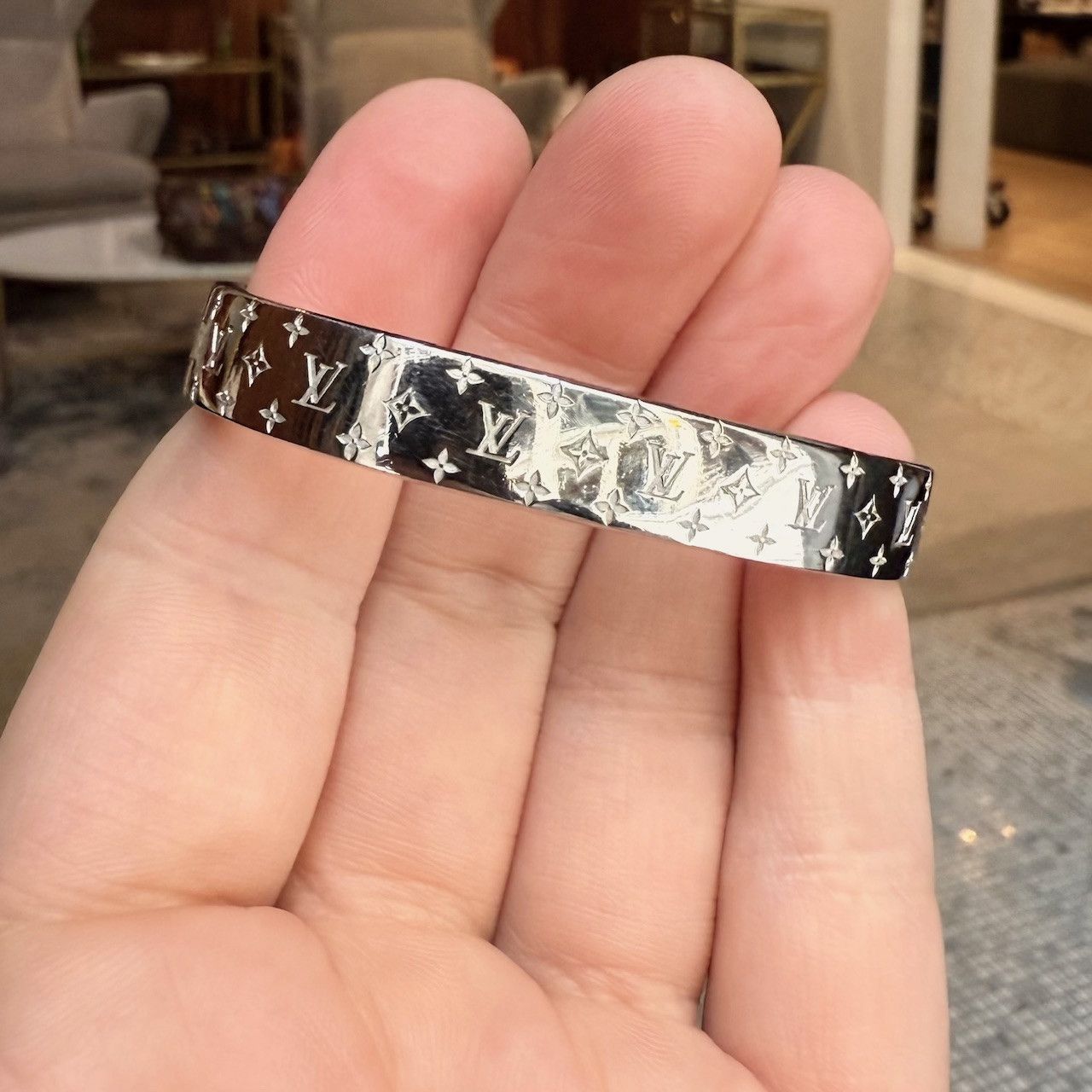 Louis Vuitton Louis Vuitton Silver Nanogram Cuff Bracelet Size ONE SIZE - 10 Thumbnail