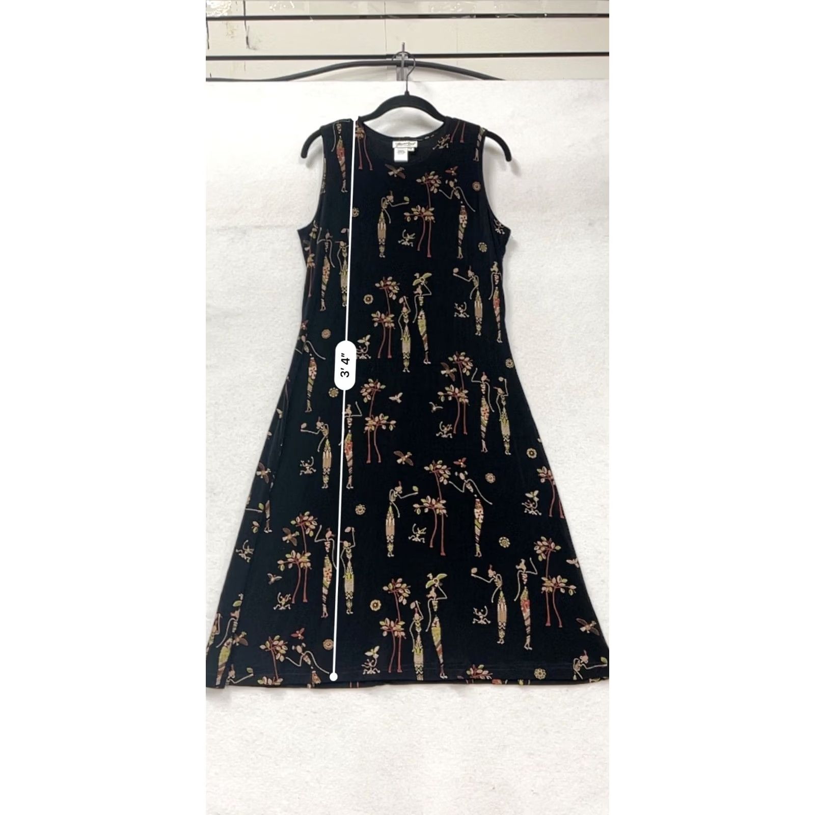 Coldwater Creek Coldwater Creek A-Line Dress M Womens Sleeveless African Print Cotton Spandex Black Midi Casual Vintage-Inspired 401A Seasons Spring Summer Fall Size M / US 6-8 / IT 42-44 - 7 Thumbnail