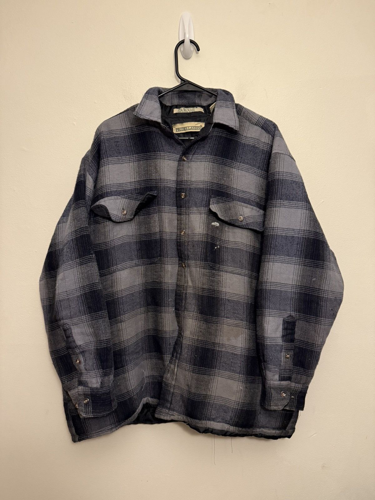 Vintage (XL) BEAUTIFUL FADED VINTAGE Grey Flannel Button Up Shirt Size US XL / EU 56 / 4 - 1 Thumbnail
