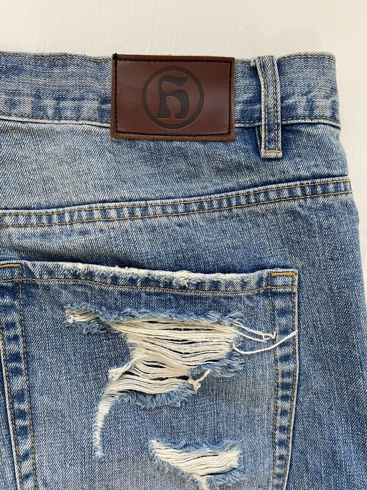 Handmade Handmade Rust “Battle Denim” Distressed Flared Jeans Size US 36 / EU 52 - 5 Thumbnail