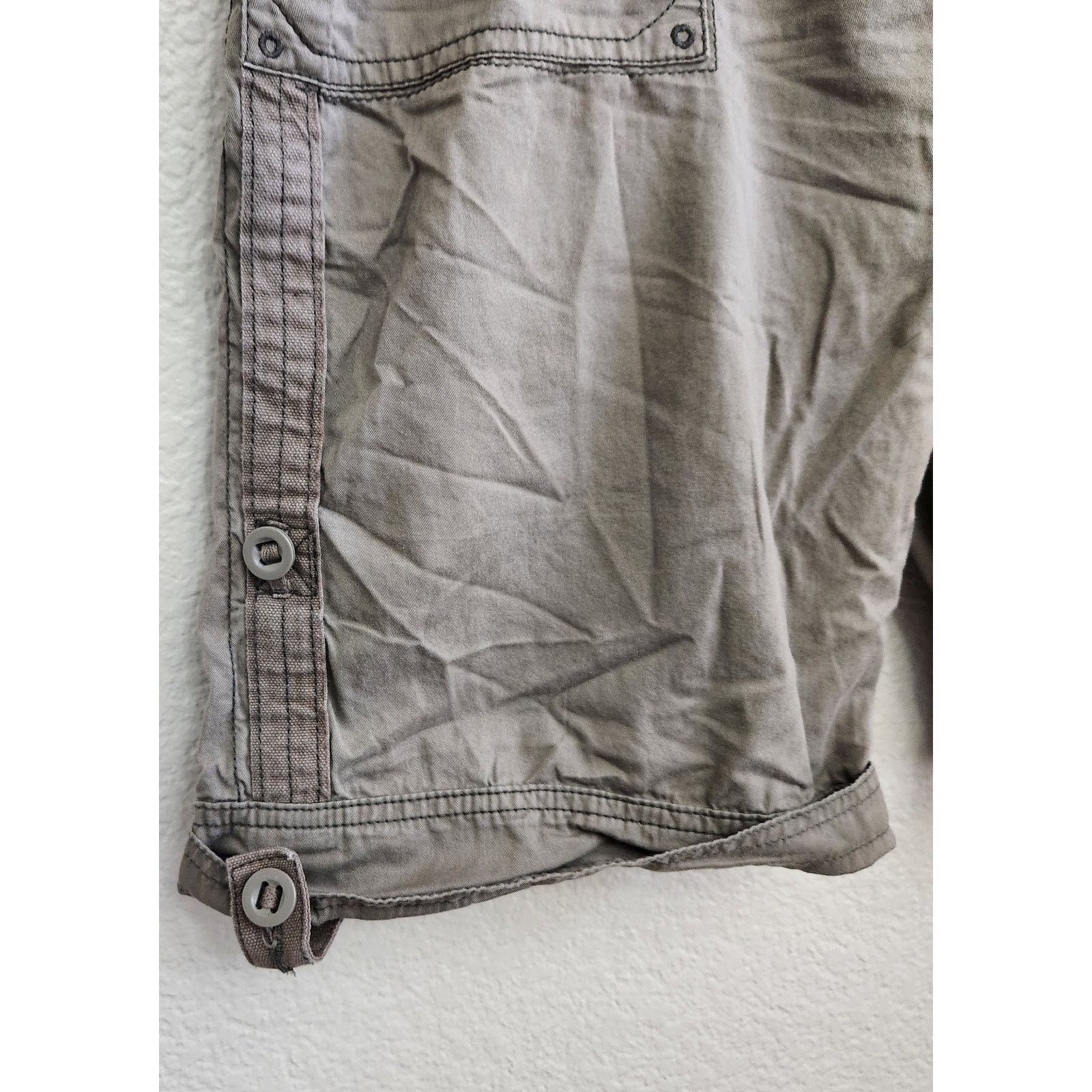 Anthropologie Aventura Anthropologie Gray Brown Arden Roll Tab Shorts 14 Size 36" / US 14 / IT 50 - 2 Thumbnail