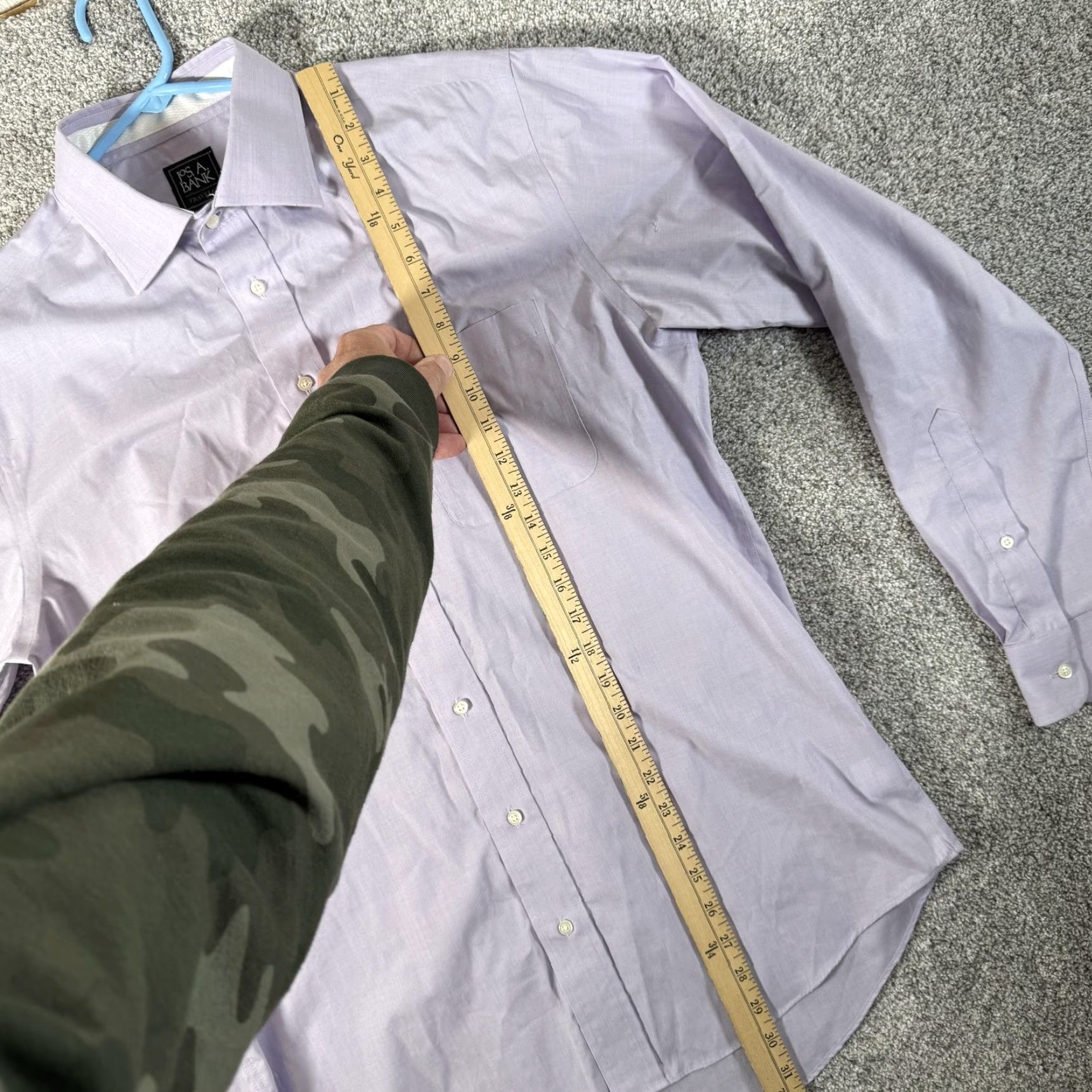 Jos. A. Bank VINTAGE Jos. A. Bank Traveler TravelTech Dress Shirt Mens 16.5-35 Lavender Slim Stretch Shirt Mens 16.5 Slim Long Sleeve Purple TravelTech Size 46R - 2 Thumbnail
