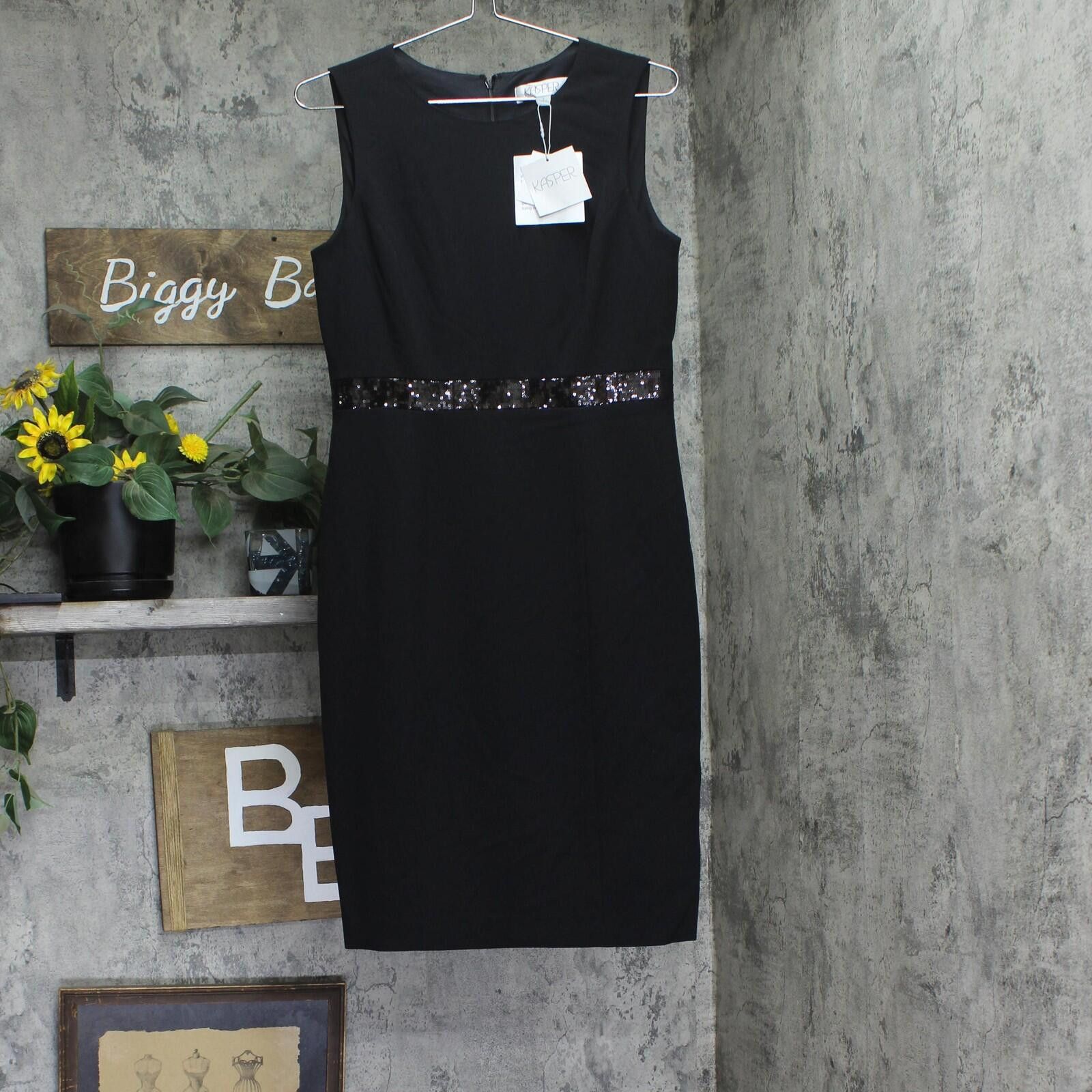 Other Kasper Dress W/ Sequin Waistband Trim 10916477 Black 4 Size S / US 4 / IT 40 - 1 Thumbnail