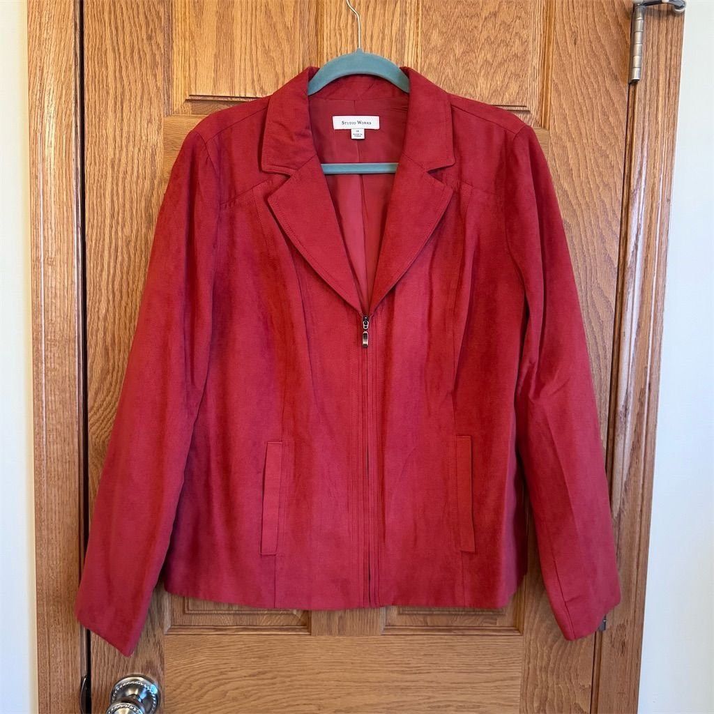 Other Studio Works Women's Rust Faux Suede Zip Up Jacket Blazer S Size XL / US 12-14 / IT 48-50 - 1 Thumbnail