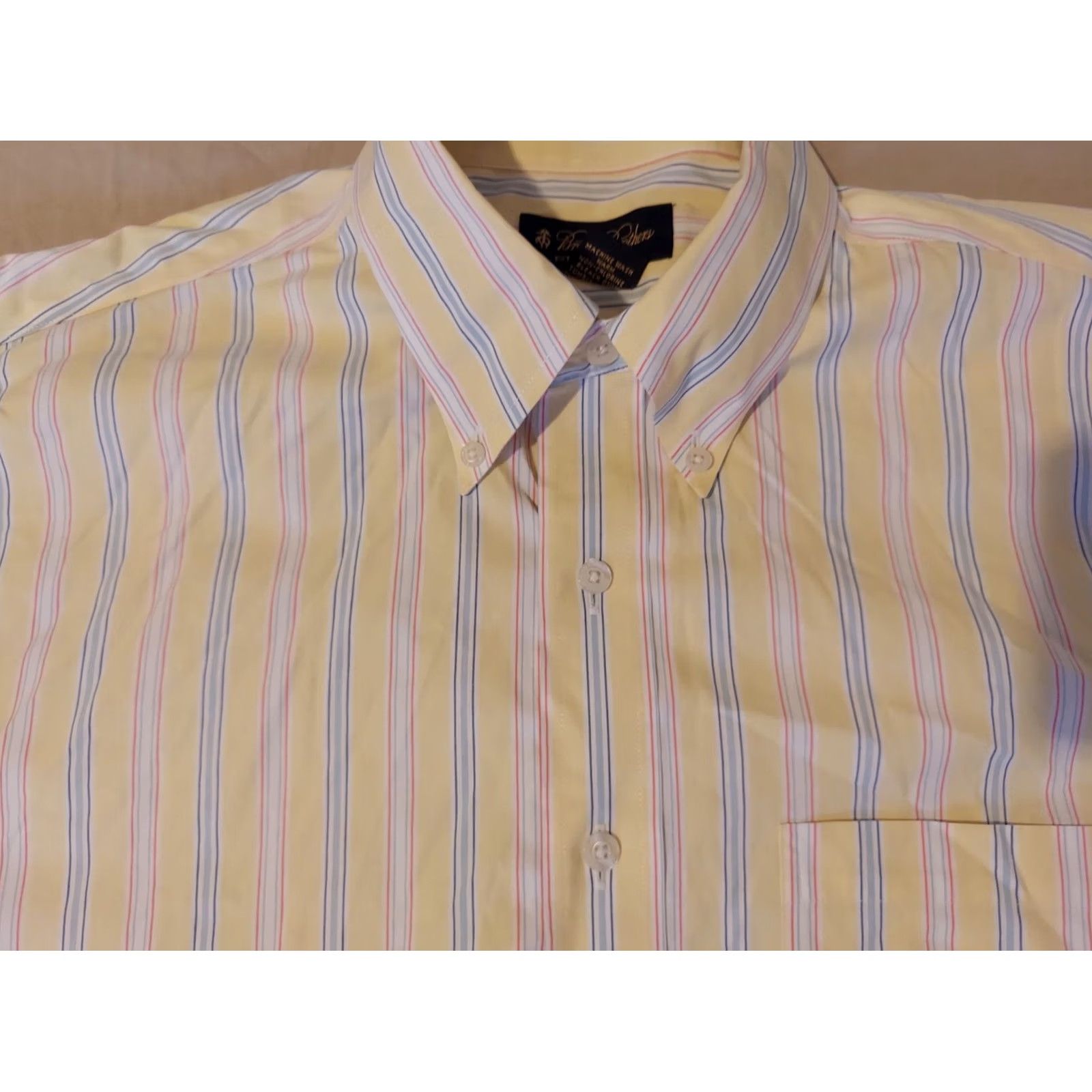 Brooks Brothers Brooks Brothers Dress Shirt L Large Yellow Button Cotton Mens Size 42R - 2 Thumbnail