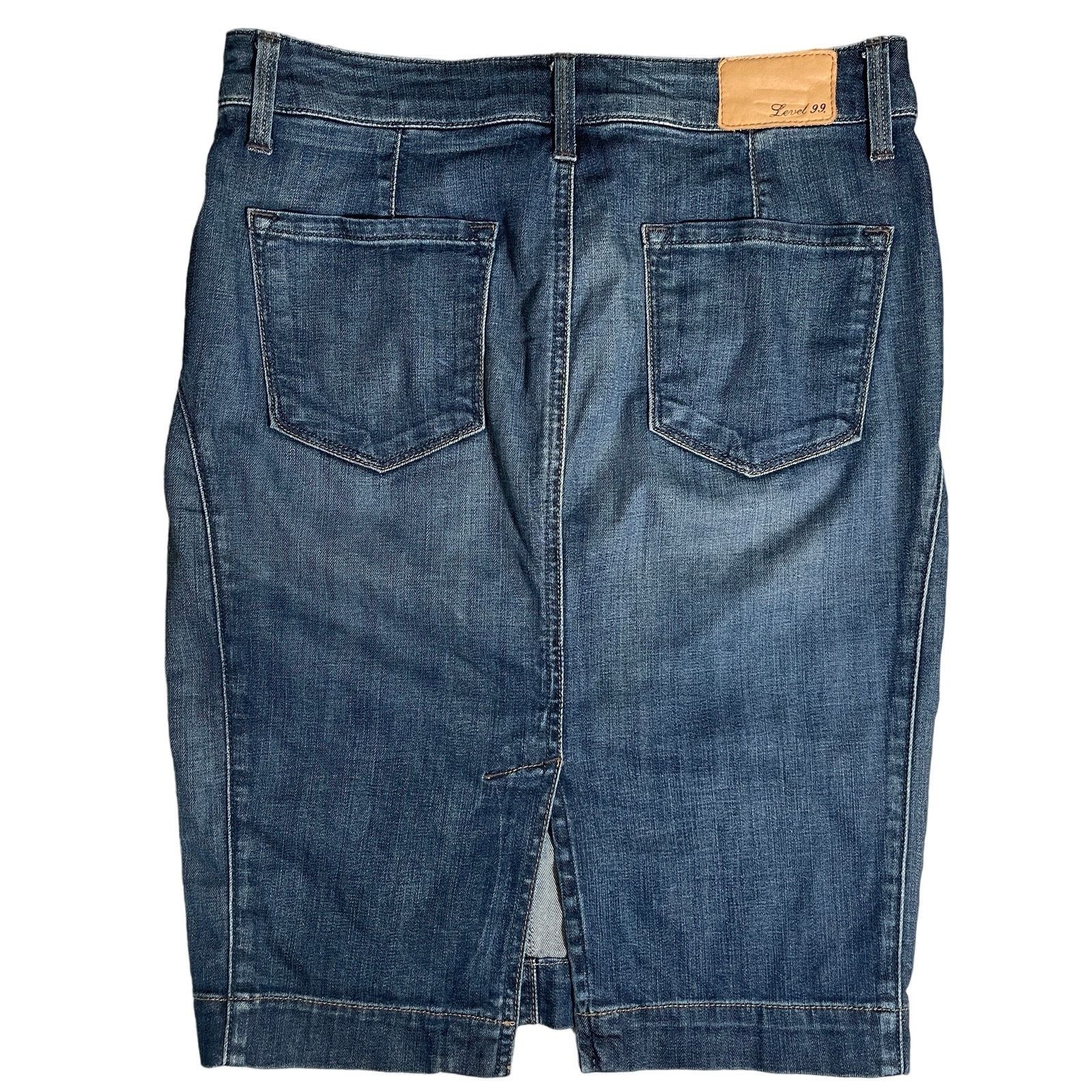 Other Level 99 Denim Stretch Pencil Jean Skirt Medium Wash Sz 26 Size 26" / US 2 / IT 38 - 2 Thumbnail
